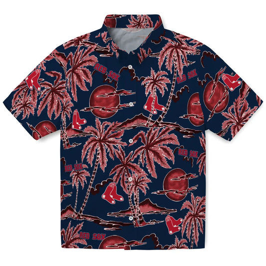 Boston Red Sox Hawaiian Shirt - Palm Sunset | Moonbestprint