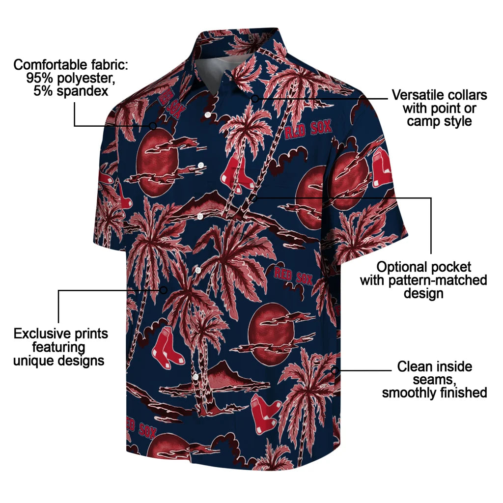 Boston Red Sox Hawaiian Shirt - Palm Sunset | Moonbestprint