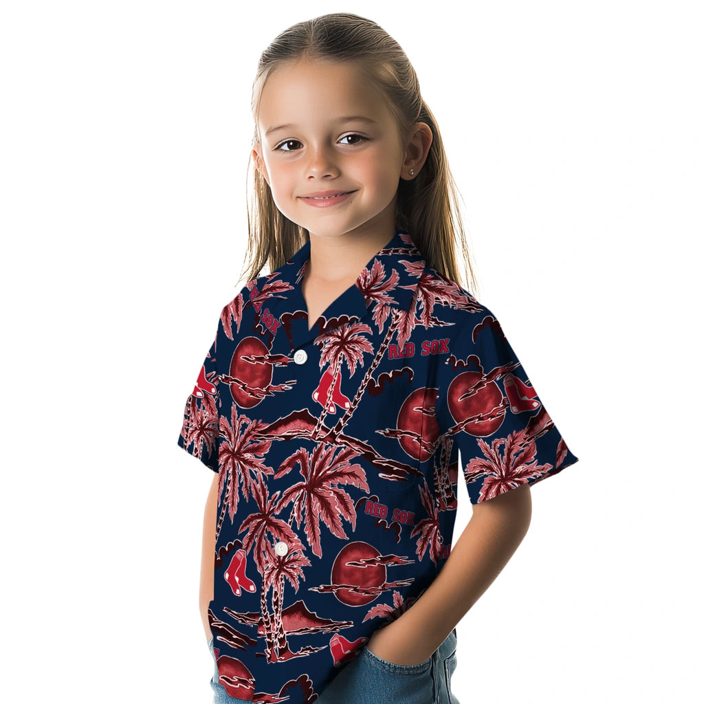Boston Red Sox Hawaiian Shirt - Palm Sunset | Moonbestprint