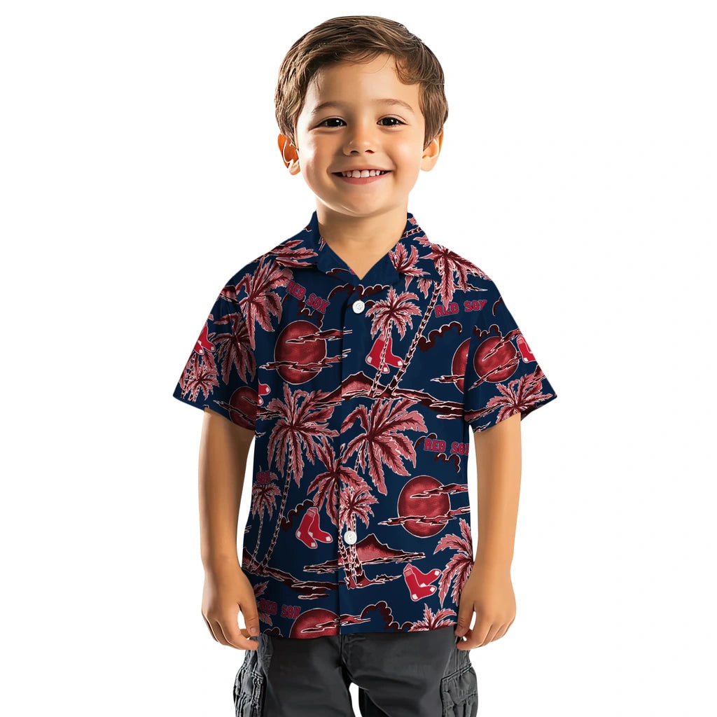 Boston Red Sox Hawaiian Shirt - Palm Sunset | Moonbestprint