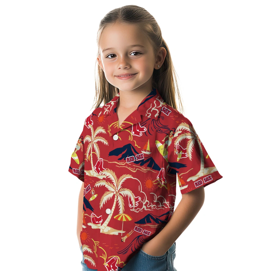 Boston Red Sox Hawaiian Shirt - Palm Tree Island | Moonbestprint