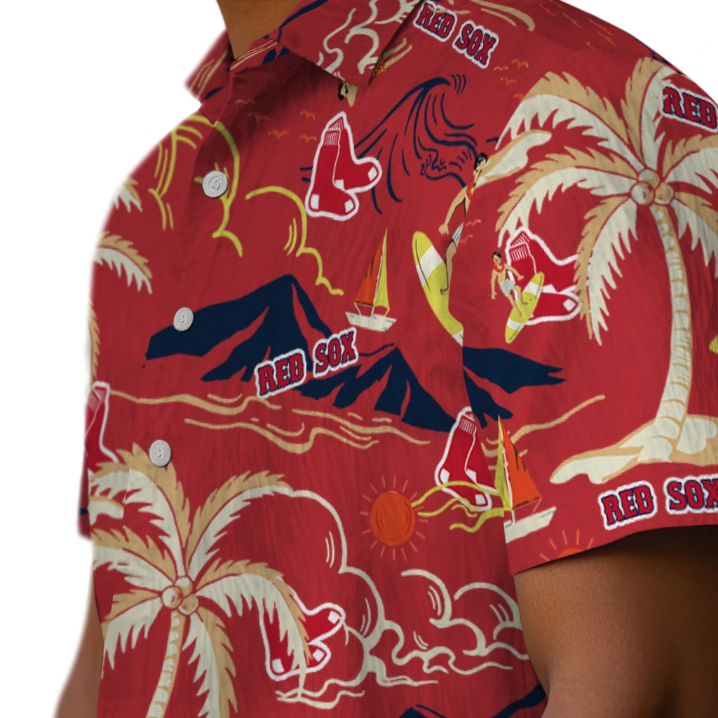 Boston Red Sox Hawaiian Shirt - Palm Tree Island | Moonbestprint