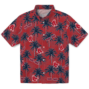 Boston Red Sox Hawaiian Shirt - Palm Tree Motif | Moonbestprint