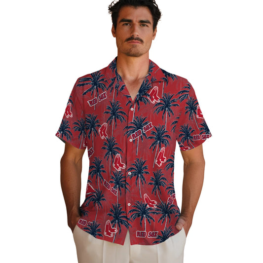 Boston Red Sox Hawaiian Shirt - Palm Tree Motif | Moonbestprint