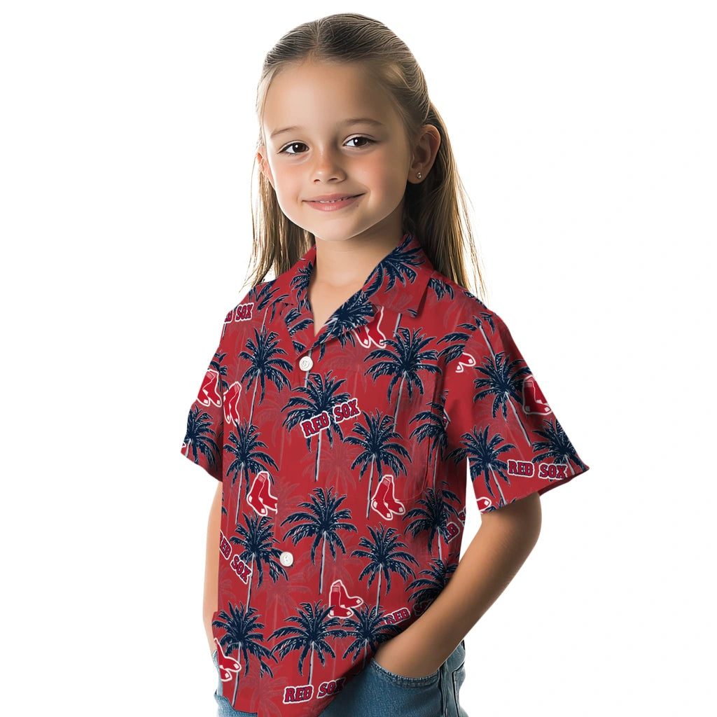 Boston Red Sox Hawaiian Shirt - Palm Tree Motif | Moonbestprint