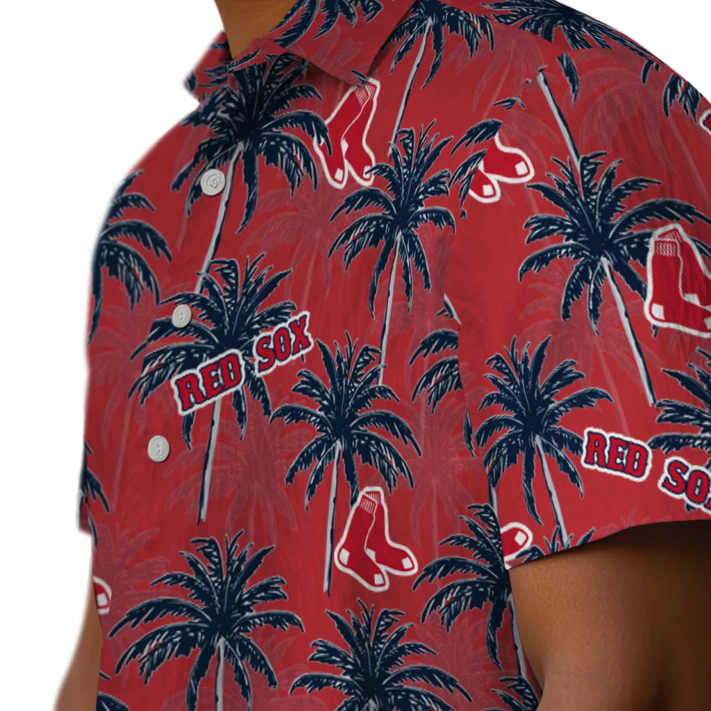 Boston Red Sox Hawaiian Shirt - Palm Tree Motif | Moonbestprint