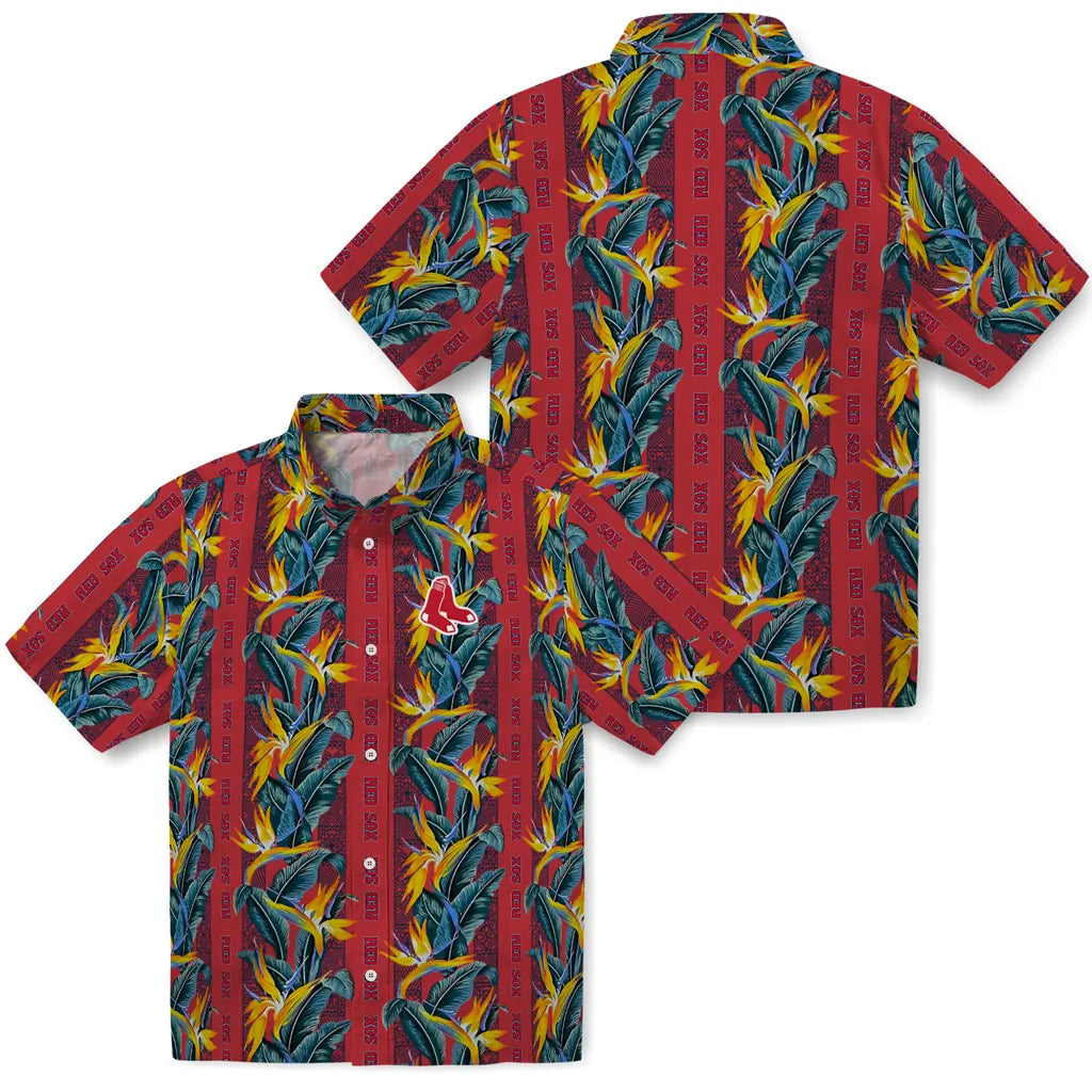 Boston Red Sox Hawaiian Shirt - Paradise Vines | Moonbestprint