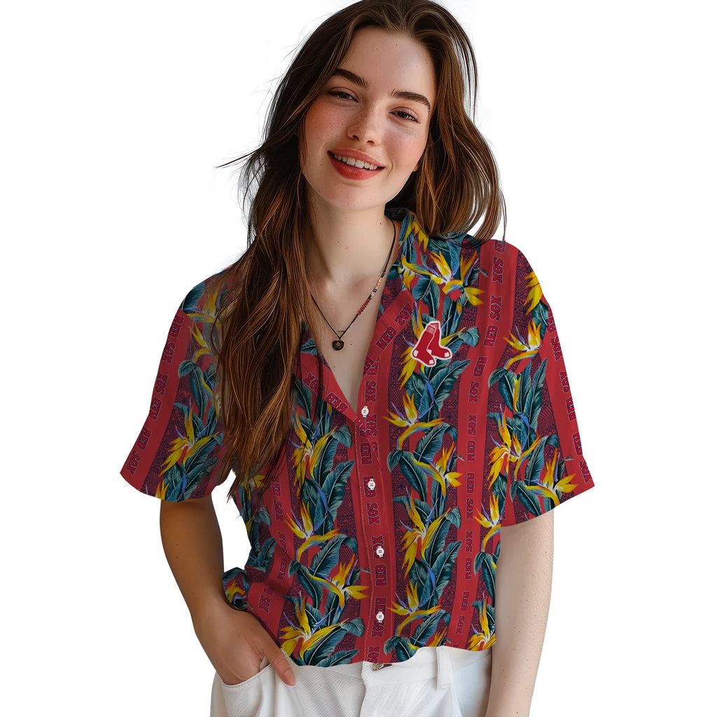 Boston Red Sox Hawaiian Shirt - Paradise Vines | Moonbestprint