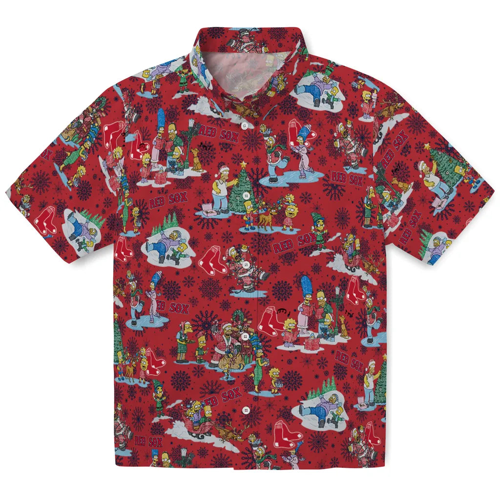 Boston Red Sox Hawaiian Shirt - Simpsons Christmas | Moonbestprint