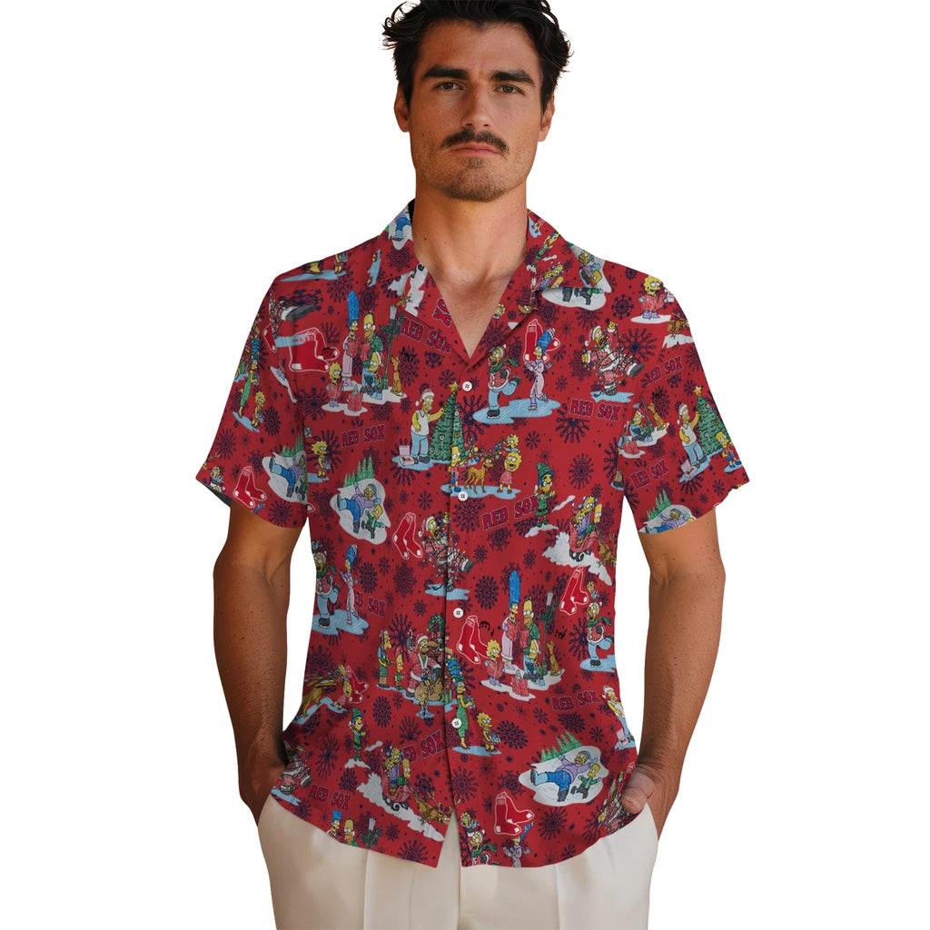 Boston Red Sox Hawaiian Shirt - Simpsons Christmas | Moonbestprint