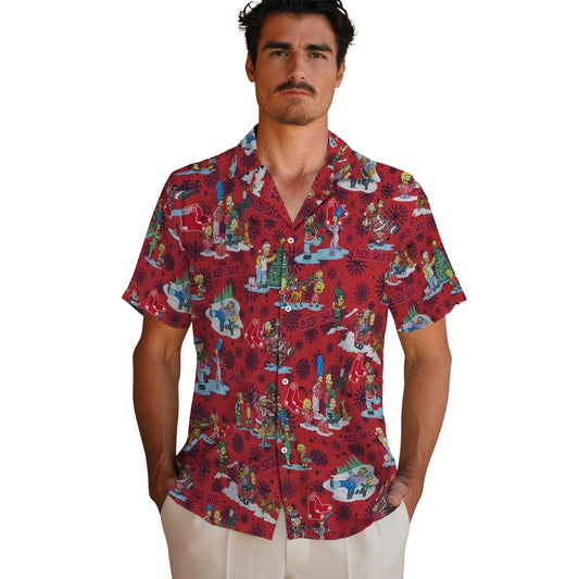 Boston Red Sox Hawaiian Shirt - Simpsons Christmas | Moonbestprint