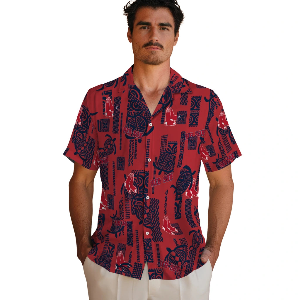 Boston Red Sox Hawaiian Shirt - Turtle Lines | Moonbestprint