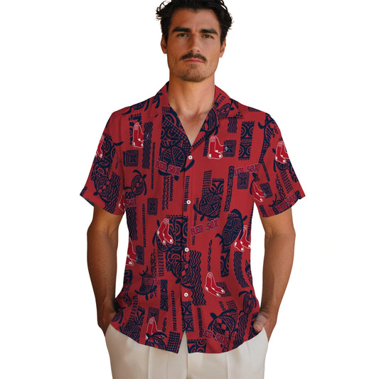 Boston Red Sox Hawaiian Shirt - Turtle Lines | Moonbestprint