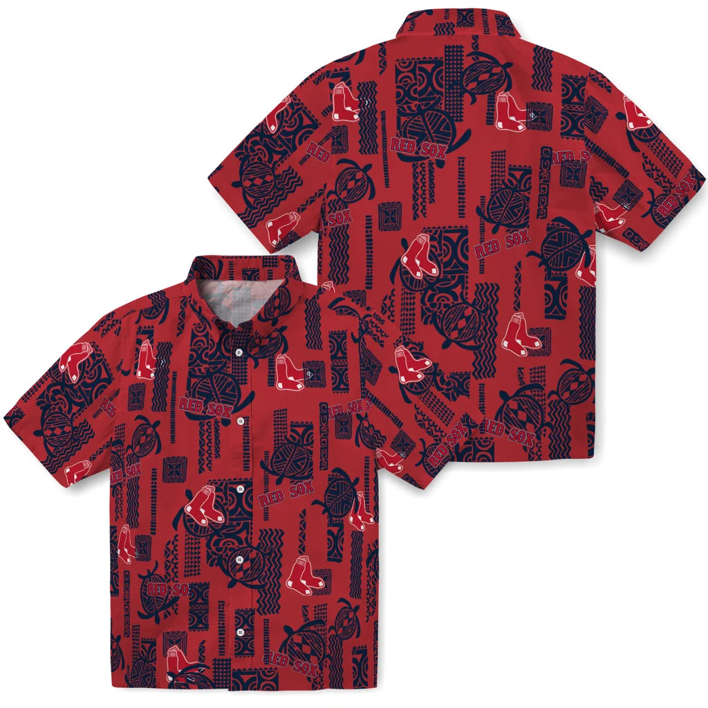 Boston Red Sox Hawaiian Shirt - Turtle Lines | Moonbestprint