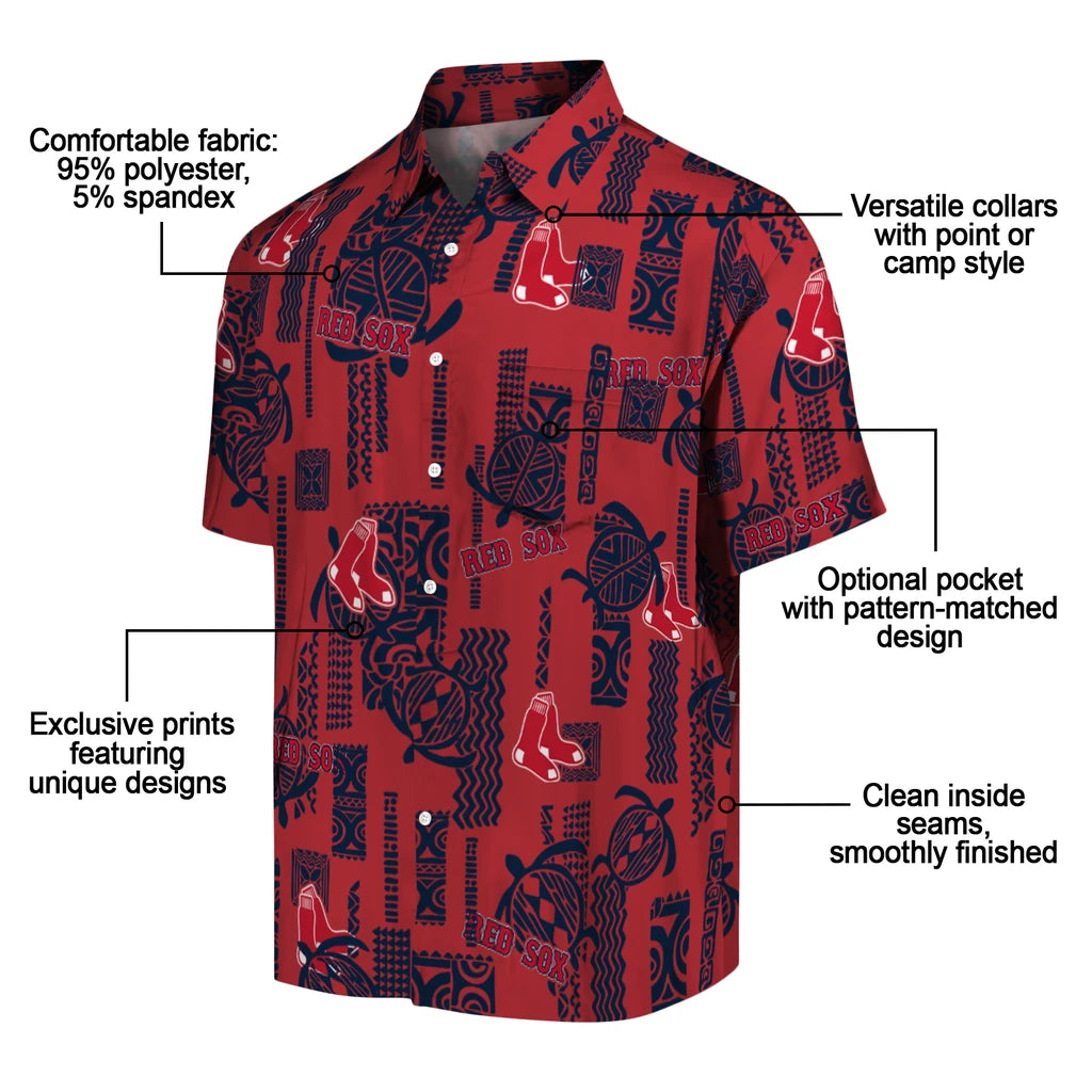Boston Red Sox Hawaiian Shirt - Turtle Lines | Moonbestprint