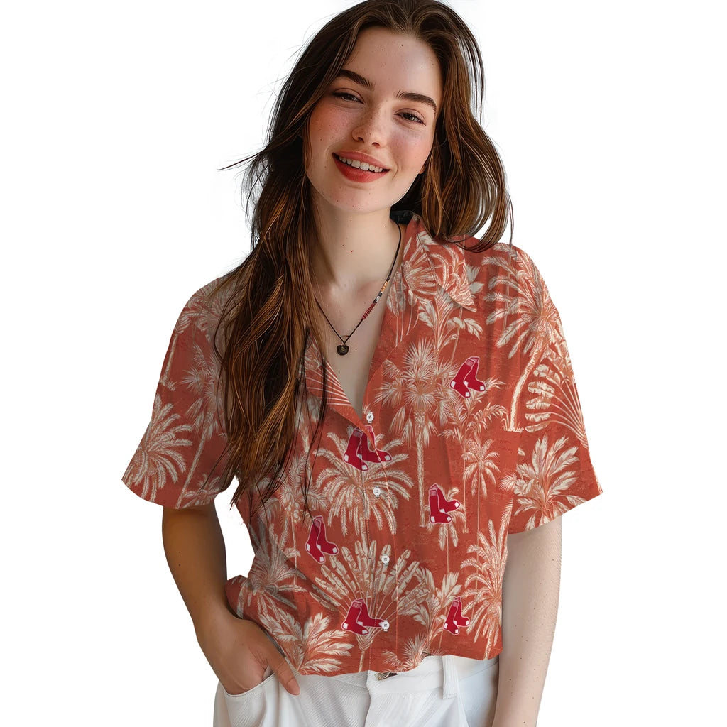 Boston Red Sox Hawaiian Shirt - Vintage Palm Tree | Moonbestprint