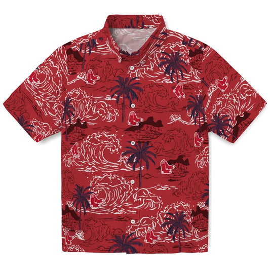 Boston Red Sox Hawaiian Shirt - Wave Palm | Moonbestprint