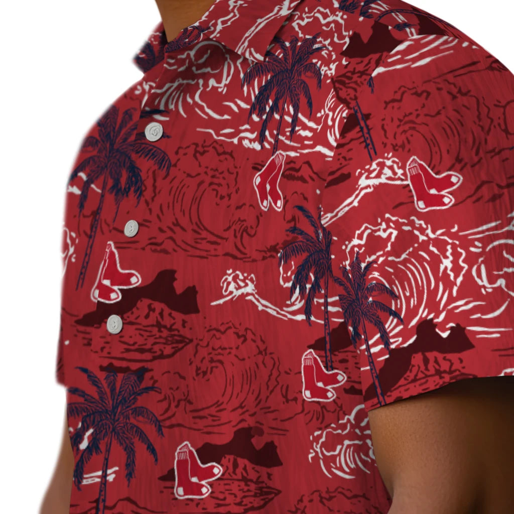 Boston Red Sox Hawaiian Shirt - Wave Palm | Moonbestprint