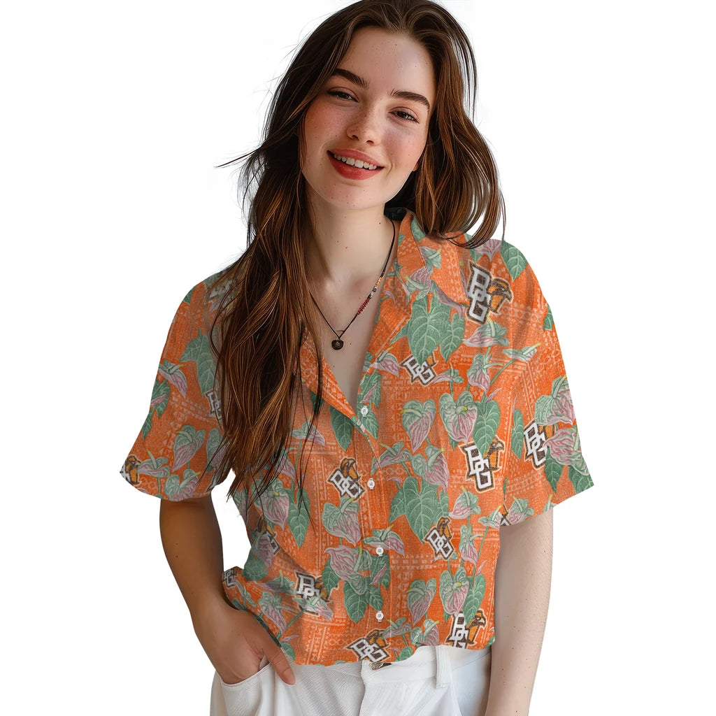 Bowling Green Falcons Hawaiian Shirt - Anthurium Overlay | Moonbestprint