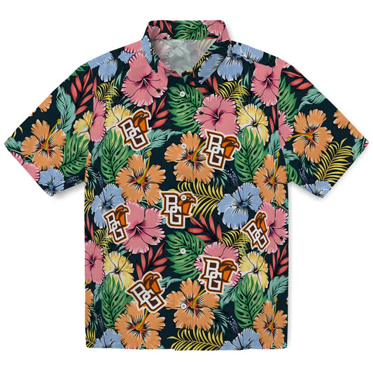 Bowling Green Falcons Hawaiian Shirt - Brilliant Hibiscus Garden | Moonbestprint