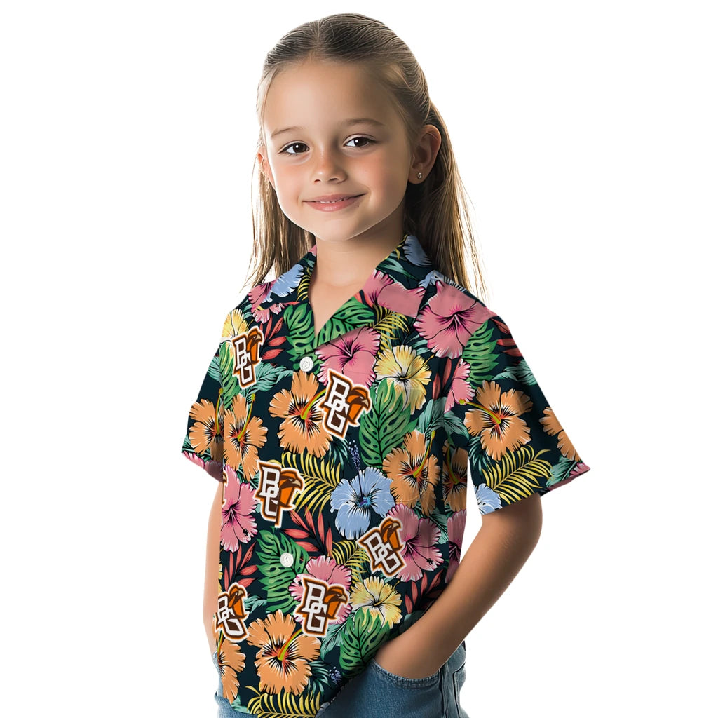 Bowling Green Falcons Hawaiian Shirt - Brilliant Hibiscus Garden | Moonbestprint