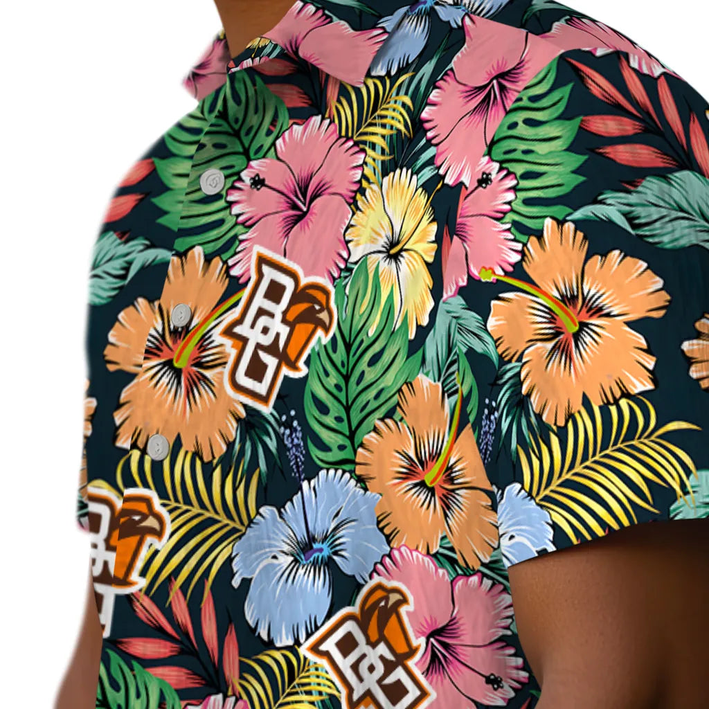 Bowling Green Falcons Hawaiian Shirt - Brilliant Hibiscus Garden | Moonbestprint
