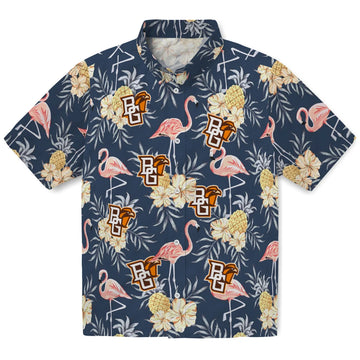 Bowling Green Falcons Hawaiian Shirt - Flamingo Hibiscus | Moonbestprint