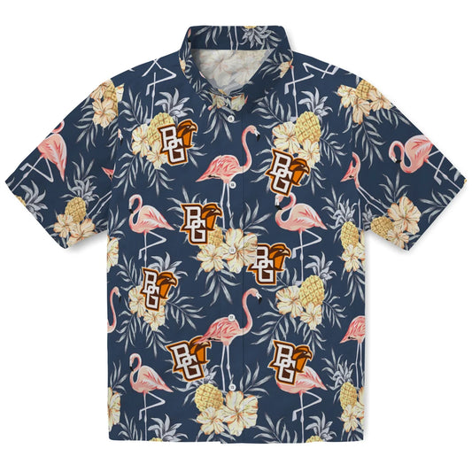 Bowling Green Falcons Hawaiian Shirt - Flamingo Hibiscus | Moonbestprint