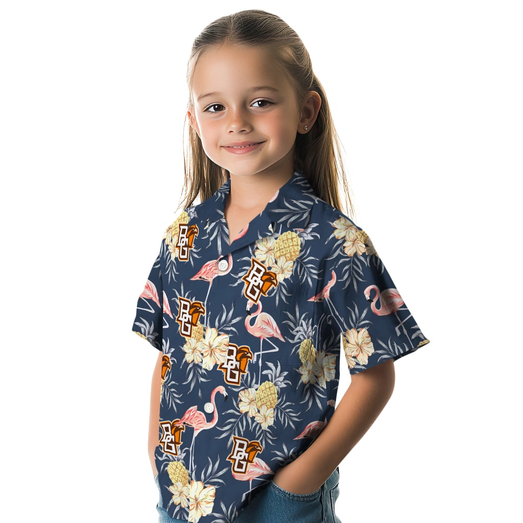 Bowling Green Falcons Hawaiian Shirt - Flamingo Hibiscus | Moonbestprint