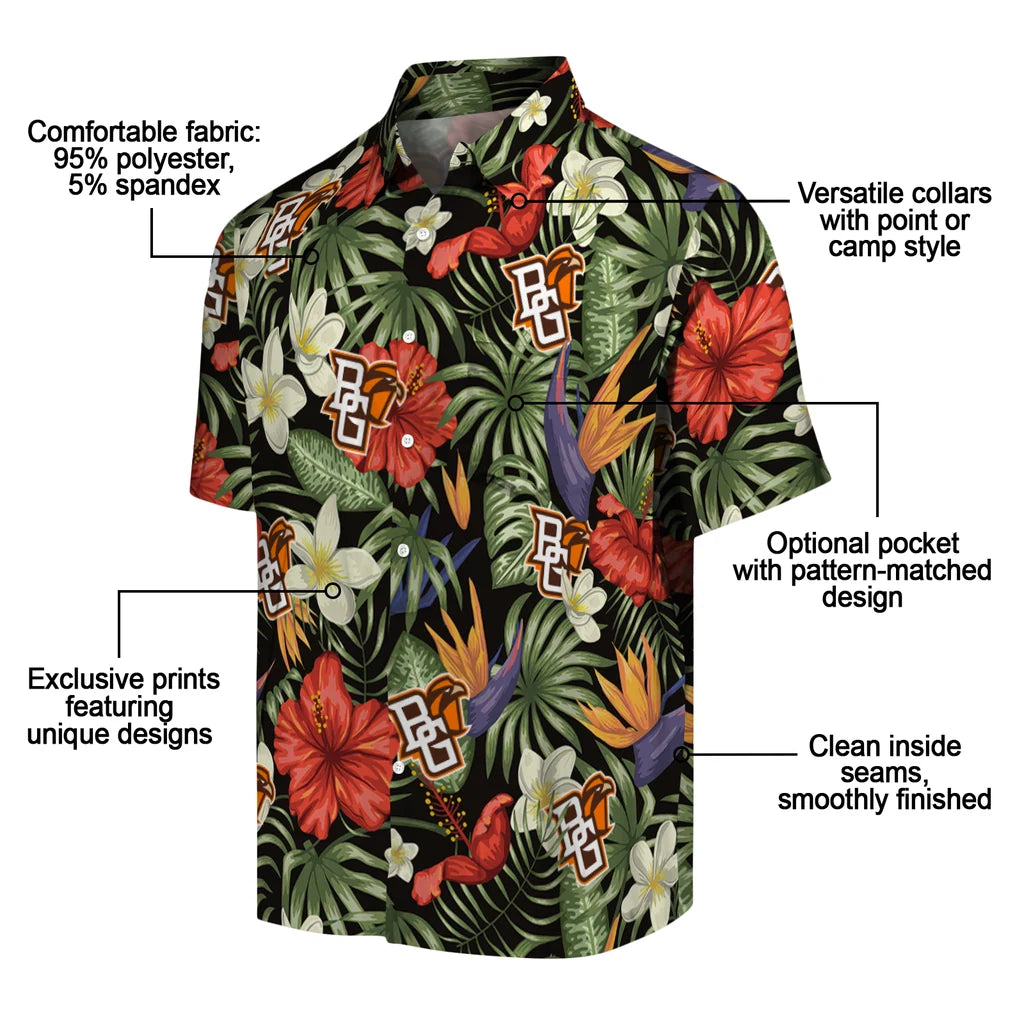Bowling Green Falcons Hawaiian Shirt - Hawaii Floral Hibiscus | Moonbestprint