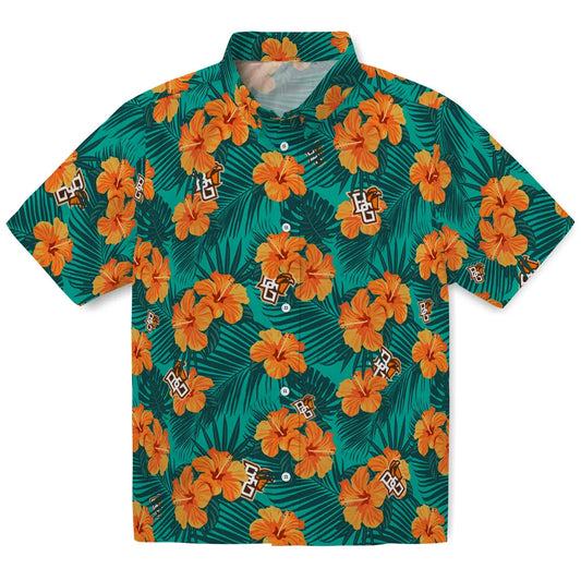 Bowling Green Falcons Hawaiian Shirt - Hibiscus and Palm Leaves | Moonbestprint