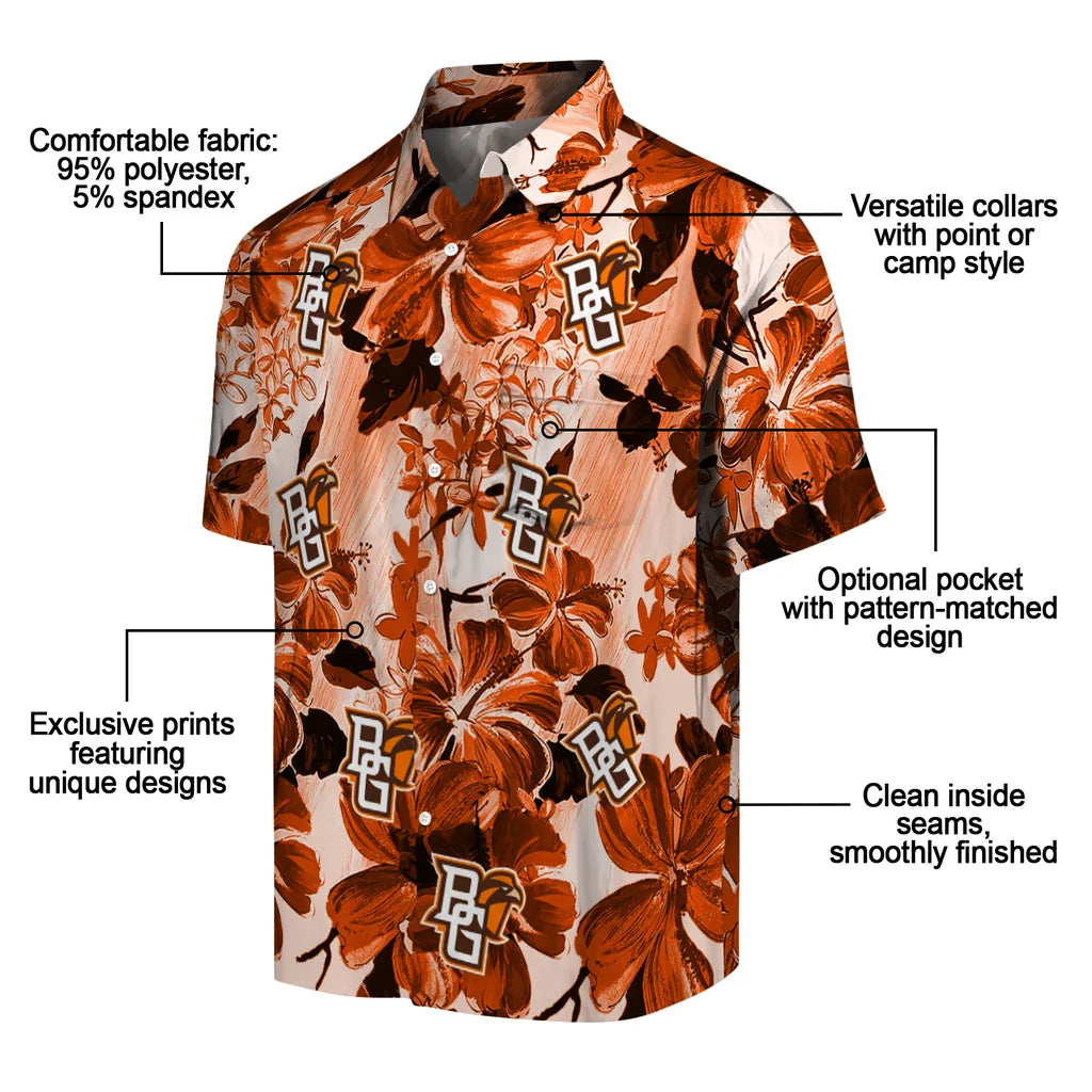 Bowling Green Falcons Hawaiian Shirt - Hibiscus Arrangement | Moonbestprint