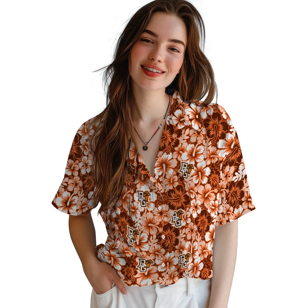 Bowling Green Falcons Hawaiian Shirt - Hibiscus Blooms | Moonbestprint