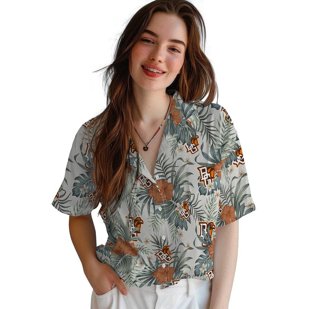 Bowling Green Falcons Hawaiian Shirt - Hibiscus Designs | Moonbestprint