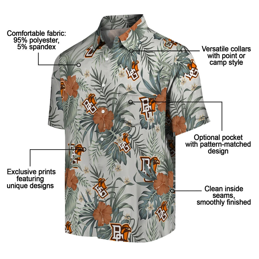 Bowling Green Falcons Hawaiian Shirt - Hibiscus Designs | Moonbestprint