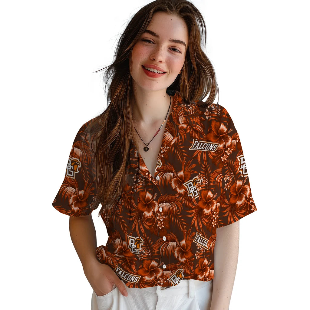 Bowling Green Falcons Hawaiian Shirt - Hibiscus Exotic | Moonbestprint