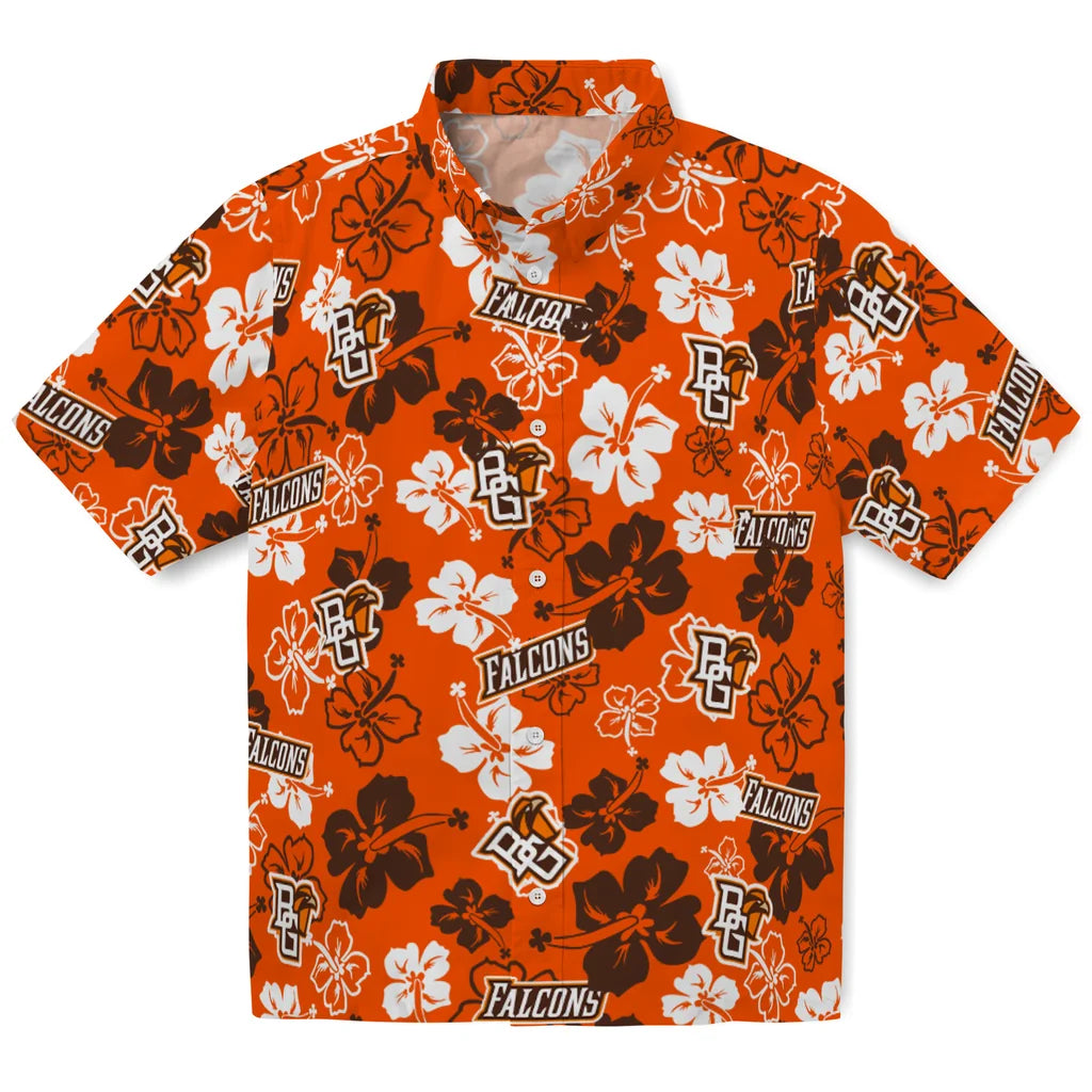 Bowling Green Falcons Hawaiian Shirt - Hibiscus Flower Design | Moonbestprint