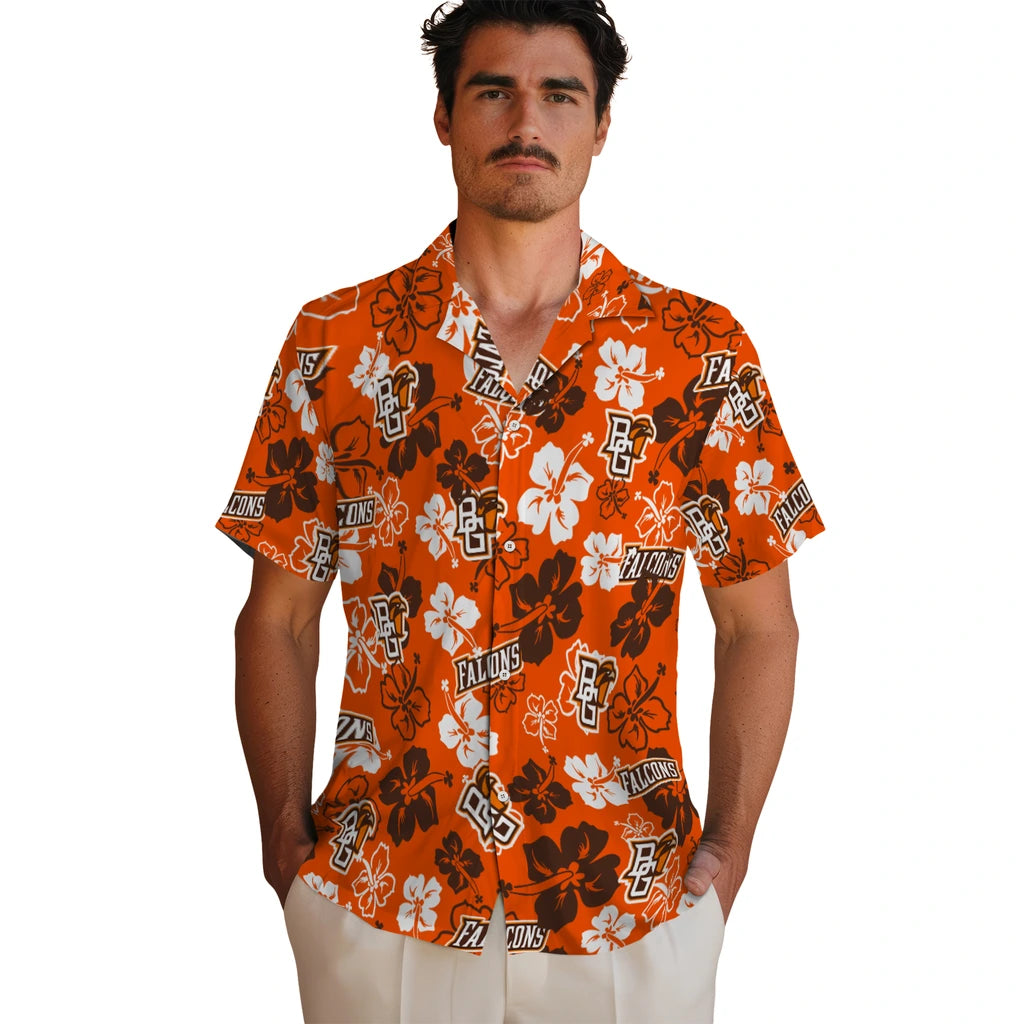 Bowling Green Falcons Hawaiian Shirt - Hibiscus Flower Design | Moonbestprint