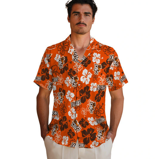 Bowling Green Falcons Hawaiian Shirt - Hibiscus Flower Design | Moonbestprint