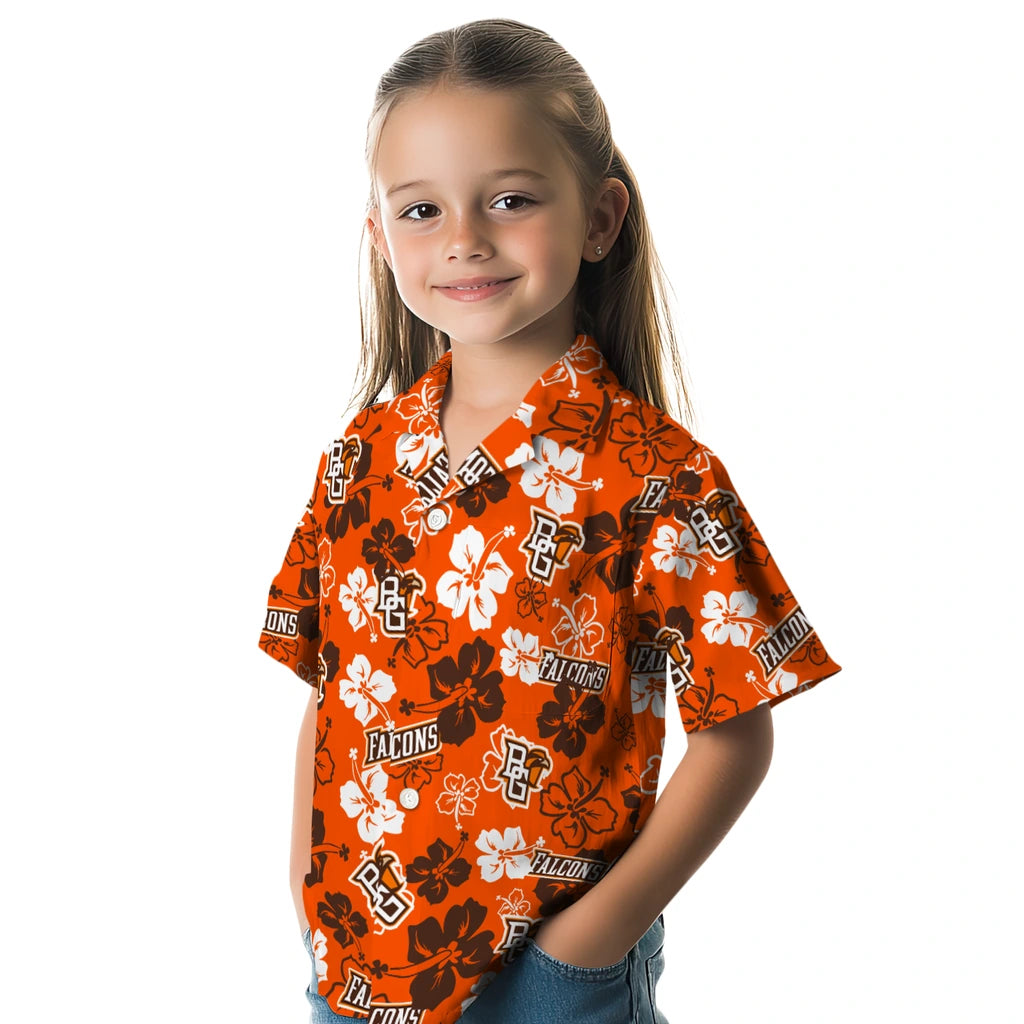 Bowling Green Falcons Hawaiian Shirt - Hibiscus Flower Design | Moonbestprint