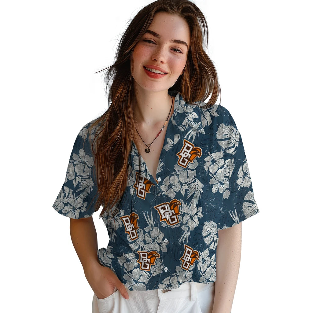 Bowling Green Falcons Hawaiian Shirt - Hibiscus Flowers | Moonbestprint