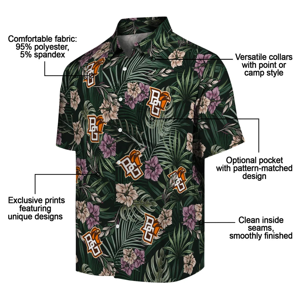 Bowling Green Falcons Hawaiian Shirt - Hibiscus Leaves Pattern | Moonbestprint