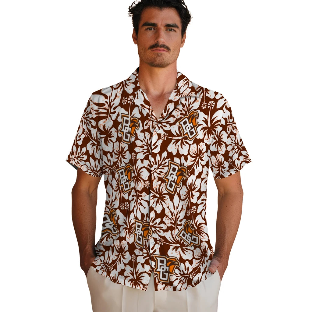Bowling Green Falcons Hawaiian Shirt - Hibiscus Motif | Moonbestprint