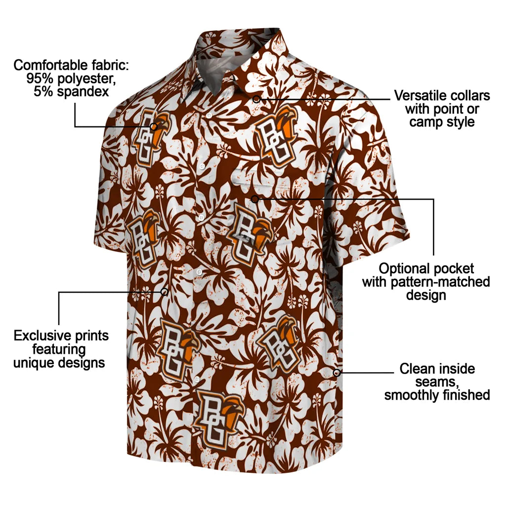 Bowling Green Falcons Hawaiian Shirt - Hibiscus Motif | Moonbestprint