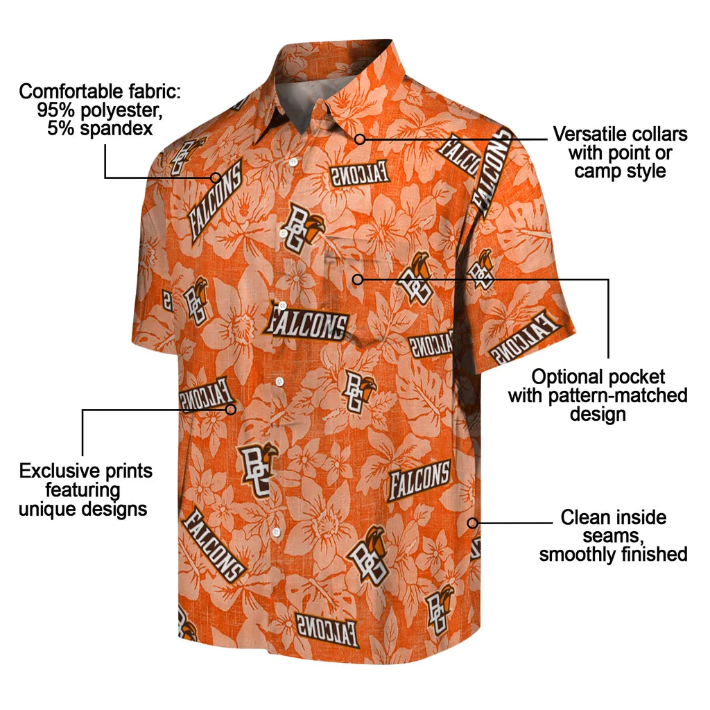 Bowling Green Falcons Hawaiian Shirt - Hibiscus Oasis | Moonbestprint