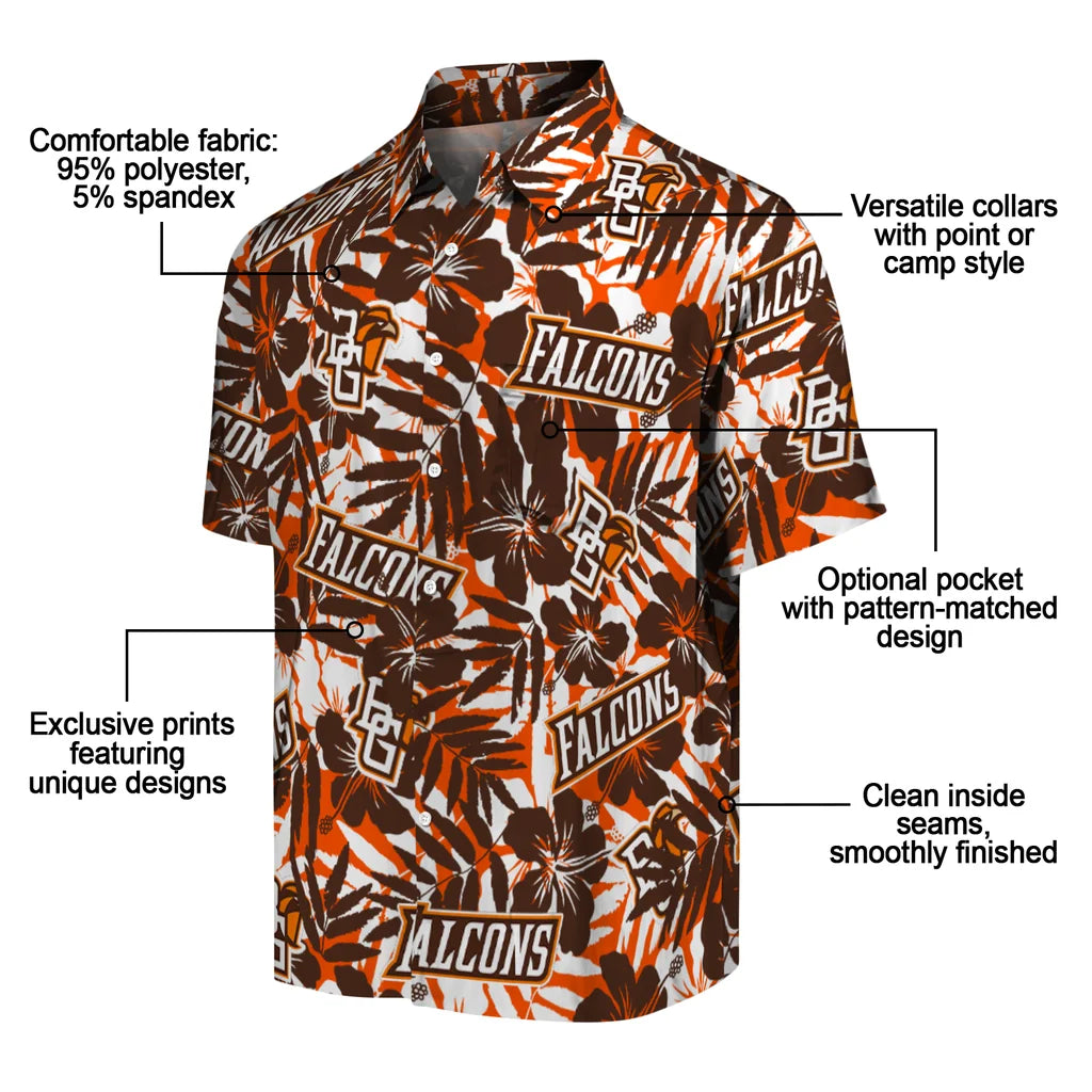 Bowling Green Falcons Hawaiian Shirt - Hibiscus Overlay | Moonbestprint