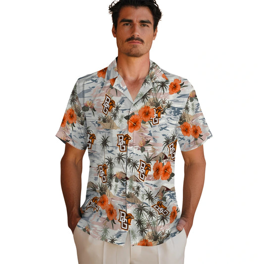 Bowling Green Falcons Hawaiian Shirt - Hibiscus Seaside | Moonbestprint