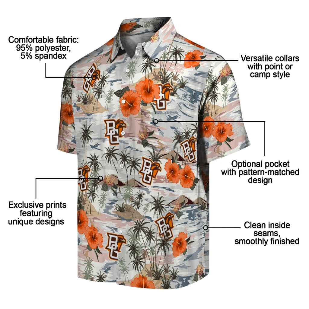 Bowling Green Falcons Hawaiian Shirt - Hibiscus Seaside | Moonbestprint