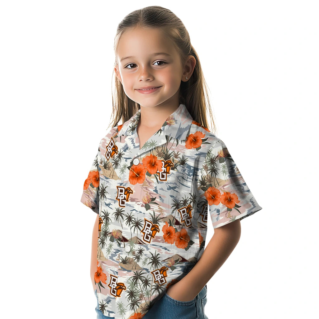 Bowling Green Falcons Hawaiian Shirt - Hibiscus Seaside | Moonbestprint