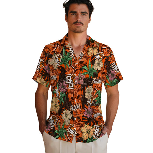 Bowling Green Falcons Hawaiian Shirt - Hibiscus Tiki Jungle | Moonbestprint